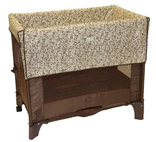 Arms Reach Mini Convertible Co-Sleeper Bassinet - Cocoa Natural Scroll
