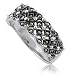 Sterling Silver 925 Round and Princess Marcasite in 4-Row Fashion Ring - Women's Fashion Right Hand