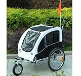 REMORQUE VÉLO POUR CHIENS 360° PIVOTANT+AMORTISSEUR+RÉFLECTEURS+DRAPEAU NEUF