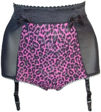 Lucy B Women's Leopard Print Stretch Lace Hot Pink High Waisted Garter Panty Xl