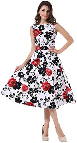 Totina Vintage 1950's Floral Spring Garden Party Picnic Dress Party Cocktail Dress S Red