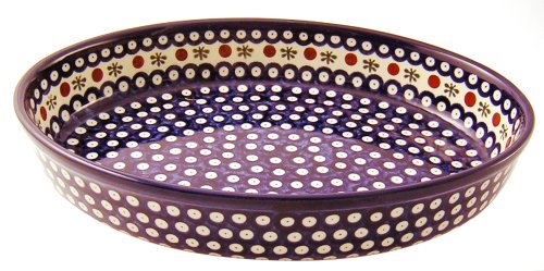 EuroQuest Imports Bunzlauer Polish Pottery Oval Baker in Country Blue Pattern