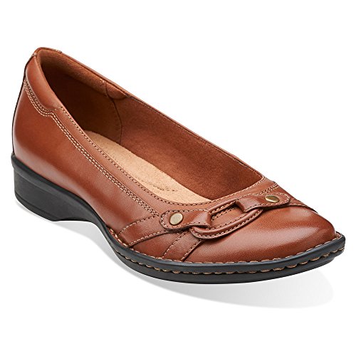 Clarks Recent Alley Womens Tan Leather Loafer 8-MEDIUM