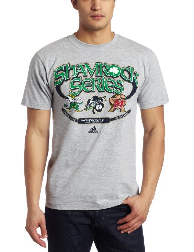 NCAA Men's Notre Dame Fighting Irish Shamrock Helmets Tee Shirt (Grey, Large)