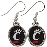 NCAA Cincinnati Bearcats Silvertone Oval Team Logo Earrings
