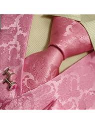 Mens Dress Vest Pink Paisleys Formal Vest for Wedding Gift Set Match Necktie... by Y&G