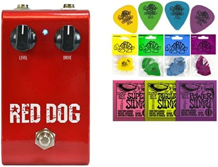 RockBox Red Dog Overdrive/Distortion Bundle - 2 Items: Ernie Ball Guitar Strings, 1 Dozen Dunlop Tortex Picks
