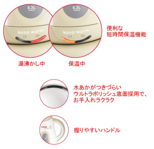 Cover image : T-fal 【短時間保温機能付】 電気ケトル イディリス プラス 1L KO3021JP