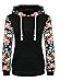 AOVCL Women's Floral Printed Long Sleeve Hooded Pullover Hoodies Sweatshirt (Tag M, Black)