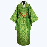 Geisha Yukata Satin Kimono Robe Green One Size