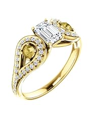 18K Yellow Gold Emerald Cut White and Yellow Diamond Ring -- LIFETIME WARRANTY