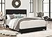 Crown Mark Upholstered Panel Bed in Black, Queen