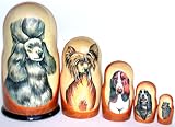 Russian Nesting Doll Dog Poodle Chinese Crested Bassett Hound Schnauzer Cocker Spaniel 5 Pc / 7in #dg31