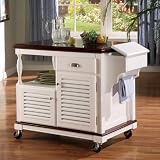 Cherry & White Finish Kitchen Serving Cart with Casters
