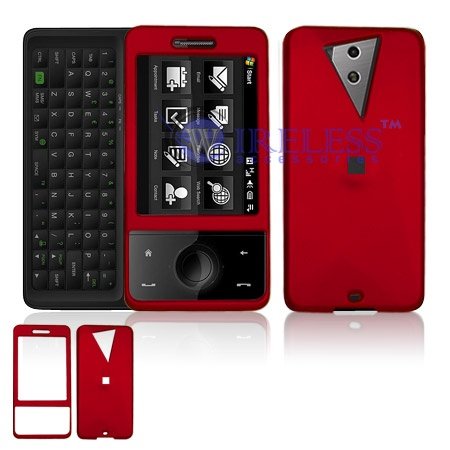 HTC FUZE/Touch PRO GSM Cell Phone Red Rubber Feel Protective Case Faceplate Cover
