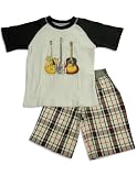 Wes And Willy Sleepwear – Infant Boys Short Sleeve Guitars Shortie Pajamas, Black, White (Size 24Months)