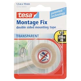 Tesa Transparent Clear Double Sided Mounting Tape, 19 mm x 1.5 m