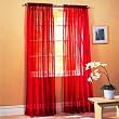 2 Sheer Voile Curtains 60x84 - RED