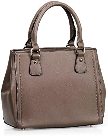 BMC Fashionably Chic Caramel Brown Structured Faux Leather Top Handle Lux Tote Style Handbag