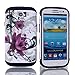 Galaxy S3 Case, XIANA 2-Piece Defender Hybrid High Impact Purple Flower Slim Fit Back Case Cover with Stylus,Screen Protector and Cleaning Cloth Suitable For Samsung Galaxy S3 i9300(Purple)