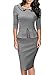 Miusol Women's Retro Neck Houndstooth-Print Peplum 1/2 Sleeve Formal Pencil Dress