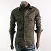 Herren Casual Schulterriemen Pocket Slim Hemden khaki(CJL)