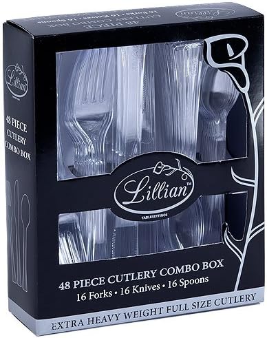 Lillian 48-Pack Plastic Combo Cutlery Box, Clear