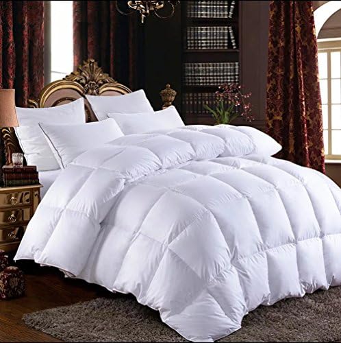 Elegant® King Size 100% Siberian Goose Down Filled Comforter White Color Down Comforter Down Quilt Down Duvet Coverlet Doona Bedspread Throw Blanket,1800 TC Egyptian Cotton Cover