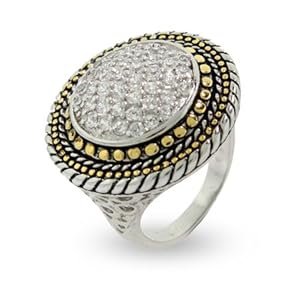 Designer Inspired Bali Style Round Pave CZ Circle Ring Size 6 (Sizes 6 7 8 9 Available)