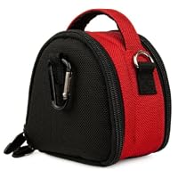 Red Limited Edition Camera Bag Carrying Case with battery charger, battery charger, memory cards, and accessories Pocket for Kodak EasyShare MINI C182 C1505 C1550 C1530 M215 M532 M550 M552 M565 M575 M580 M583 M590 Wireless M750 M5350 TOUCH M5370 M577 SLICE Kodak Zi10 SPORT C123 C135 Point and Shoot Digital Camera