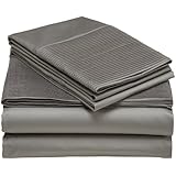 Pinzon 400-Thread-Count Pleated Hem  Egyptian Cotton Sateen Sheet Set - King, Sterling