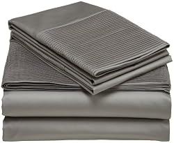 Best Price Pinzon 400-Thread-Count 100 Egyptian Cotton Pleated Hem Queen Sheet Set Sterling