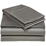 Pinzon 400-Thread-Count 100% Egyptian Cotton Pleated Hem Full Sheet Set, Sterling