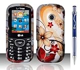 RED FLOWER Rubber Touch Snap-On Phone Protector Hard Cover Case for Lg Cosm ....