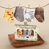 babyaspen 4-Pair Animal Themed Sock Set, 0-6 months, Sock Safari