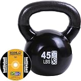 GoFit 45-Pound Black Kettlebell with Vinyl Coating, Training DVD and Exercise Booklet