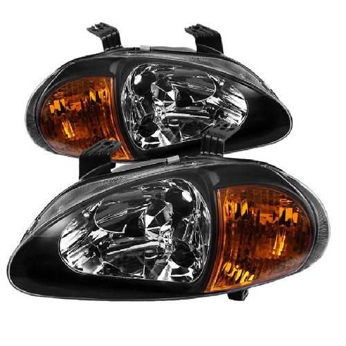 Spyder Auto Honda Del Sol 1PC Amber Crystal Headlights Black On Sale