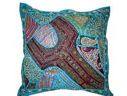 Vintage India Sari Patchwork Euro Floor Pillows Cushion Cover 24 Inch