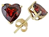 1.85 cts Genuine Heart Shape Garnet Earring Studs - 14kt White or Yellow Gold