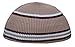 Lt. Brown with White & Maroon Nylon Med-Large Stretchy Kufi Hat Skull Cap - Fits 21-23.5 inch Head Sizes