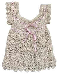 Handmade Organic Cotton Baby Dress - Pretty Princess (100% Crocheted By Hand)