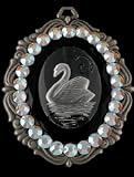 Gasoline Glamour Jet Facet Swan Cameo Rhinestone Charm Necklace