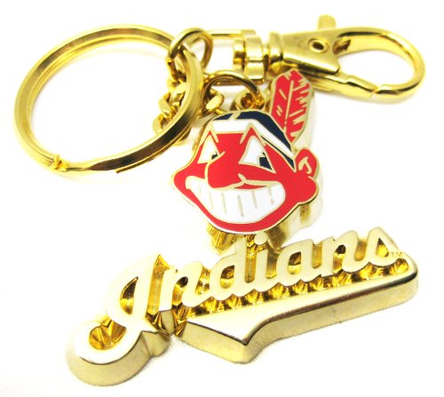 Gold Metal Cleveland Indians Key Chain