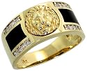 14k Gold Men's Ring, w/ Black Onyx Stones & 0.28 Carat Brilliant Cut Diamonds, 7/16" (11mm) wide