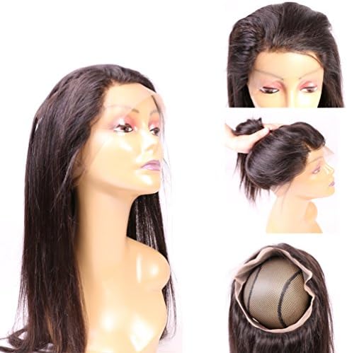 AliBarbara 8A Brazilian 360 Lace Band Frontal Closure Straight with Baby Hair 100% Virgin Human Hair with Natural Hairline, Natural Color (22 inch)