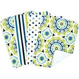 Trend Lab Waverly Solar Flair Burp Cloth Set, Blue/Green, 4 Count