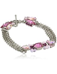 Sorrelli "Sweet Heart" Multi Chain Shades of Pink Clusters Cut Crystal Toggle Bracelet