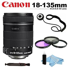 Canon EF-S 18-135mm f/3.5-5.6 IS Lens + Filter Kit (UV-CPL-FLD) + Lens Cap Keeper + Lens Cleaning Pen + Cleaning Kit For Canon Rebel 60D, 7D, 5D Mark, 5D Mark II, 5D Mark III Digital Cameras
