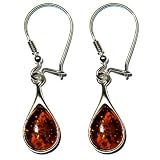 Certified Genuine Honey Amber and Sterling Silver Drop Earrings