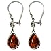Certified Genuine Honey Amber and Sterling Silver Drop Earrings